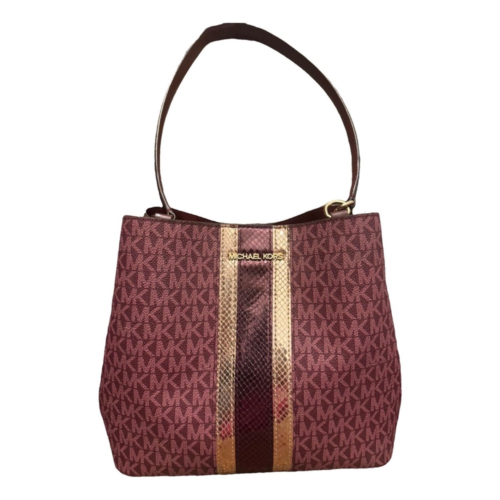 Michael Kors Maroon and Gold Shoulder Bag
